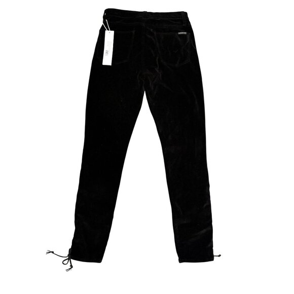 Hudson Nix High Rise Lace Hem Velvet Cropped Jeans in Black Star - Picture 6 of 8